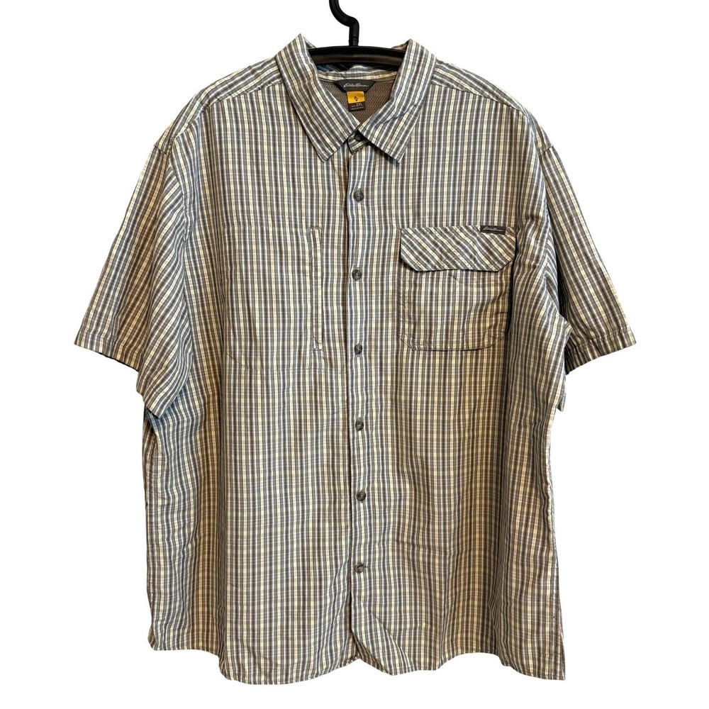 Eddie Bauer Mens Short Sleeve Button Shirt 2XL Vented Performance Athleisure